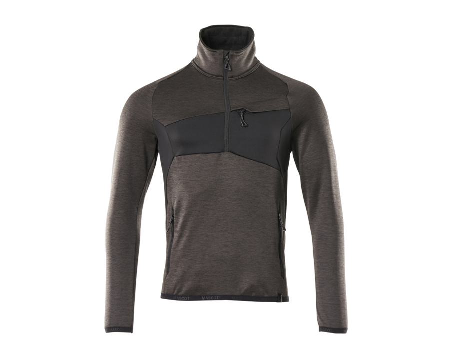 Maglione in pile con mezza cerniera ACCELERATE antracite scuro/nero