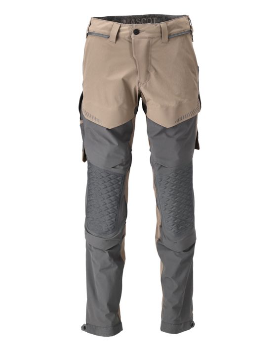 Pantaloni con tasche porta-ginocchiere CUSTOMIZED sabbia scuro/grigio pietra