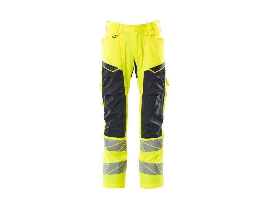 Pantaloni con tasche porta-ginocchiere ACCELERATE SAFE hi-vis giallo/blu navy scuro