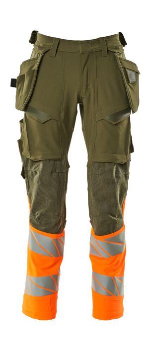 Pantaloni con tasche esterne ACCELERATE SAFE verde muschio/ arancio