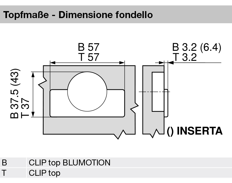 +20° II-cerniera per mobili ad angolo, battuta a sormonto CLIP top