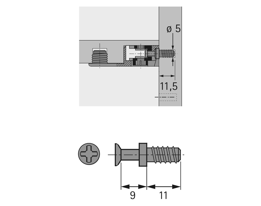 Perno di giunzione DU 327 per giunzioni eccentriche VB 18, VB 19, VB 20 e VB 21