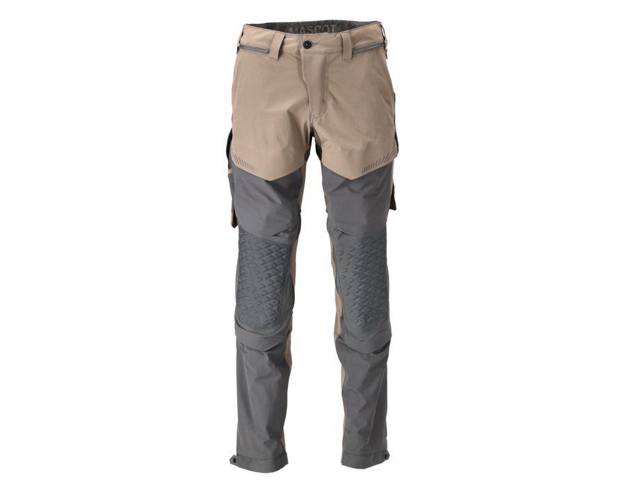 Pantaloni con tasche porta-ginocchiere CUSTOMIZED sabbia scuro/grigio pietra