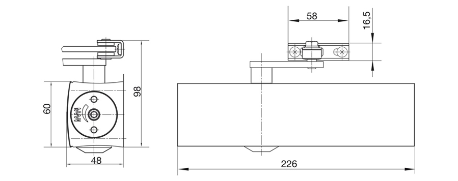 Chiudiporta aereo a cremagliera TS 2000 NV BC
