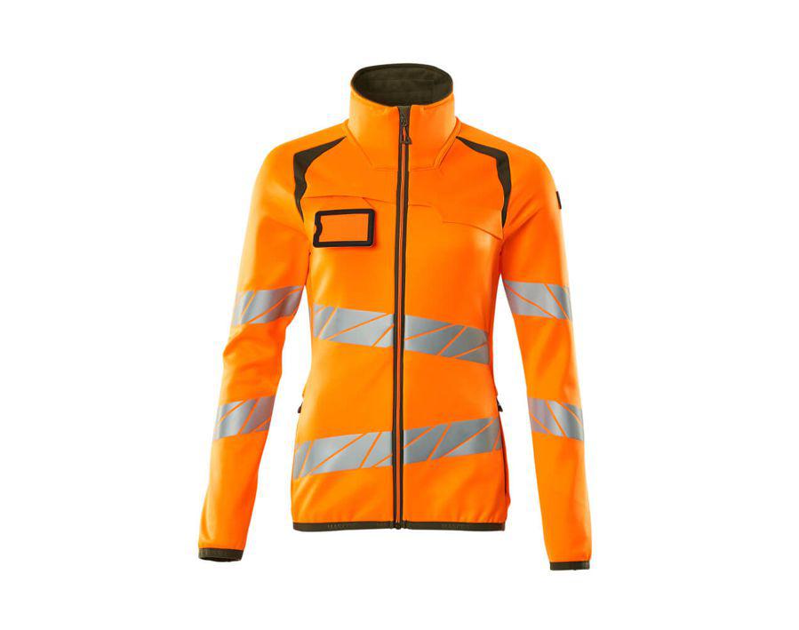 Maglione in pile con chiusura lampo ACCELERATE SAFE hi-vis arancio/verde muschio