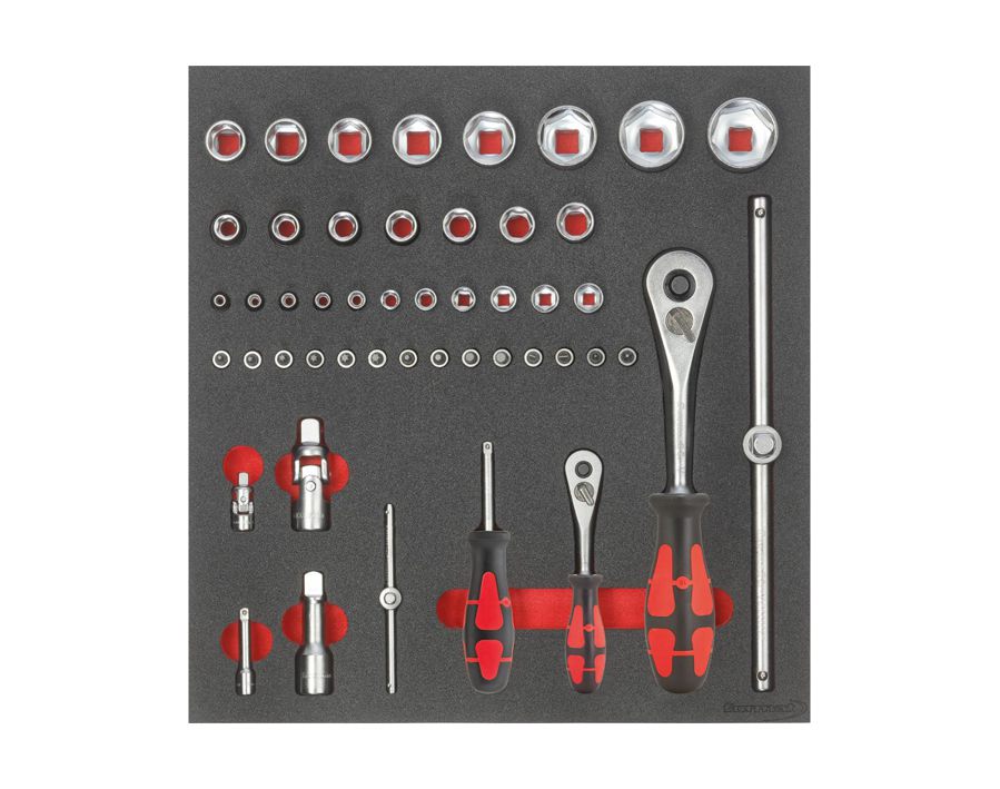 Werkzeugmodul Steckschlüssel 1/4" und 1/2", 49-teilig, Modul 2/3