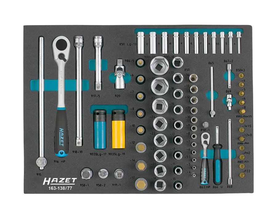 Werkzeugmodul Steckschlüssel 1/4" und 1/2", 77-teilig, Modul 3/3+
