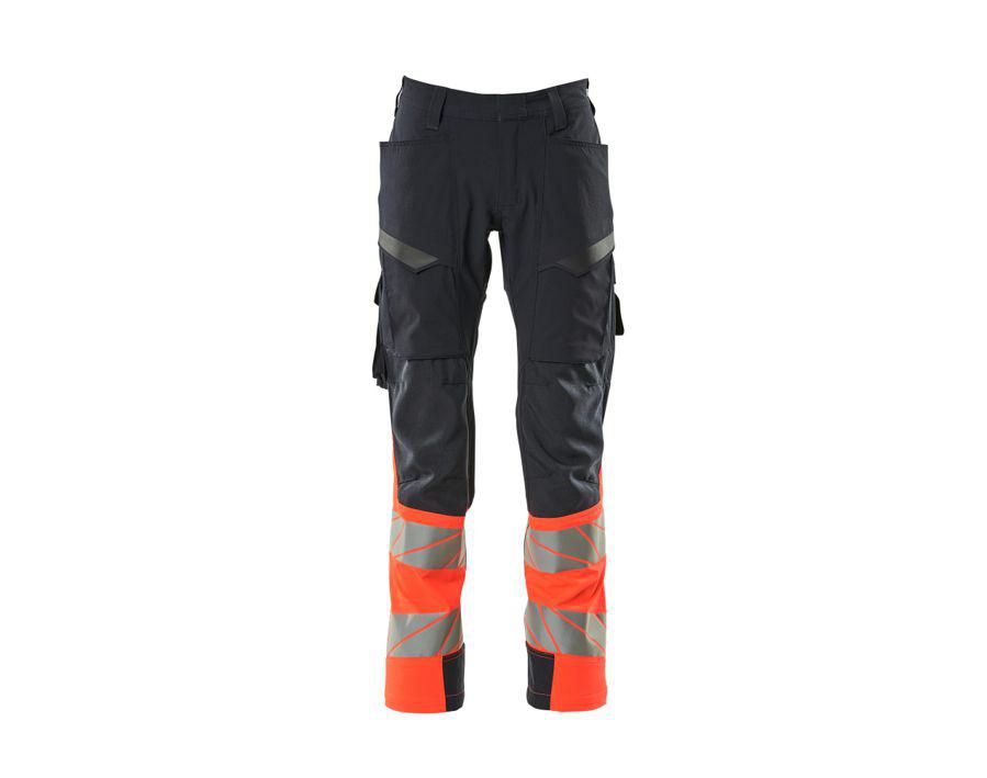 Pantaloni con tasche sulle cosce ACCELERATE SAFE blu navy scuro/hi-vis rosso