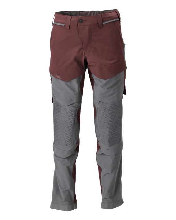 Pantaloni con tasche porta-ginocchiere CUSTOMIZED bordeaux/grigio pietra