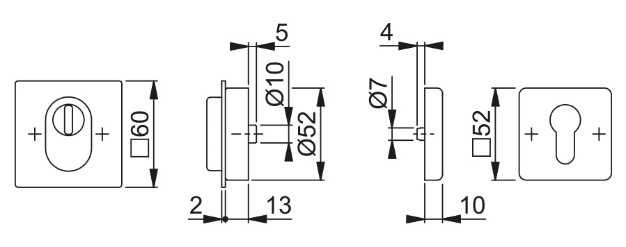 Coppia bocchette (piatte) di sicurezza per porte d'entrata E75NSB-ZA/52S 