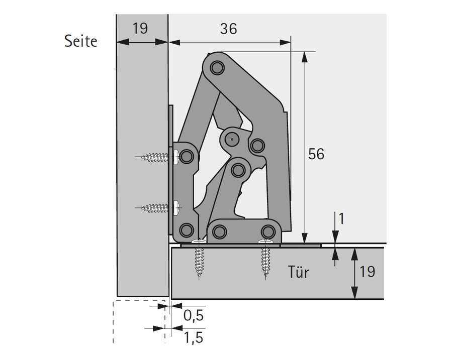 Cerniera con fissaggio a viti