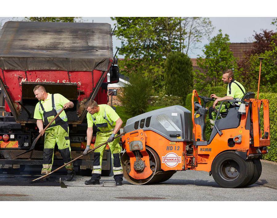 Salopette con tasche porta-ginocchiere SAFE COMPETE hi-vis giallo/blu navy