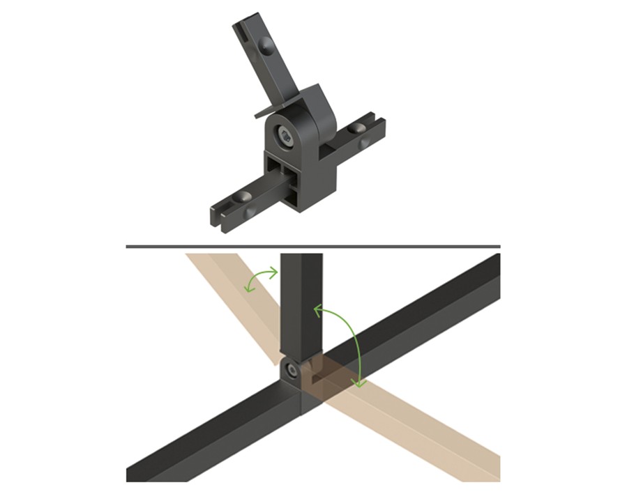 Cadro Giunzione a T 180° effetto acciaio inox