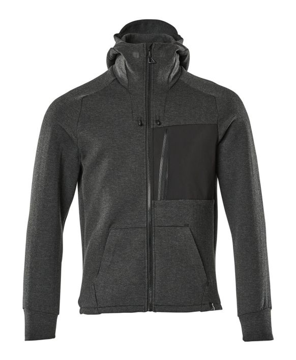 Felpa con cappuccio con chiusura lampo ADVANCED nero melange/nero