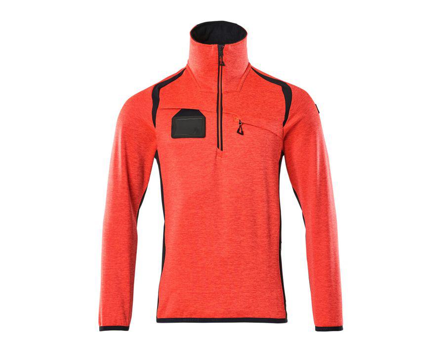 Maglione in pile con mezza cerniera ACCELERATE SAFE hi-vis rosso/blu navy scuro