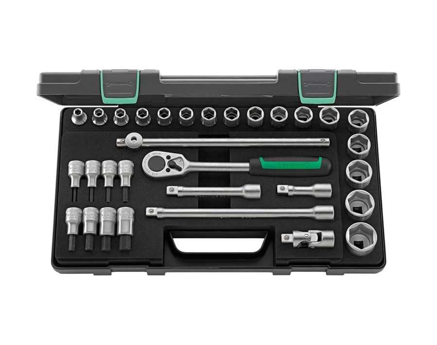 Sechskant-Steckschlüssel-Garnitur 1/2", 31-teilig