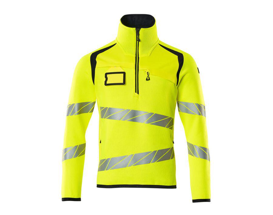 Maglione con mezza cerniera ACCELERATE SAFE hi-vis giallo/blu navy scuro
