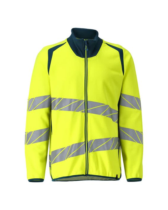Felpa con chiusura lampo ACCELERATE SAFE hi-vis giallo/petrolio scuro
