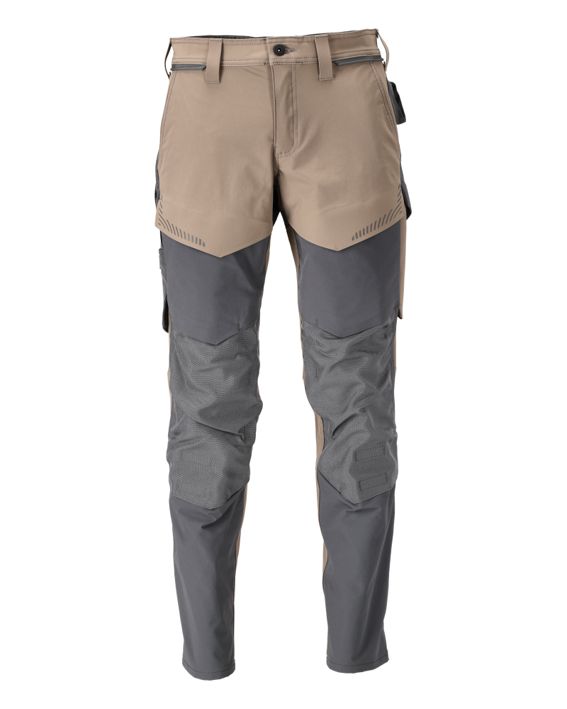 Pantaloni con tasche porta-ginocchiere CUSTOMIZED sabbia scuro/grigio pietra