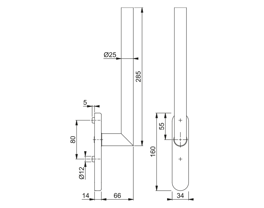 Maniglione singolo (lato interno) per alzante scorrevole serie Amsterdam HS-E0400F-25/431N-AS Maniglione singolo (lato interno) per alzante scorrevole serie Amsterdam HS-E0400F-25/431N-AS