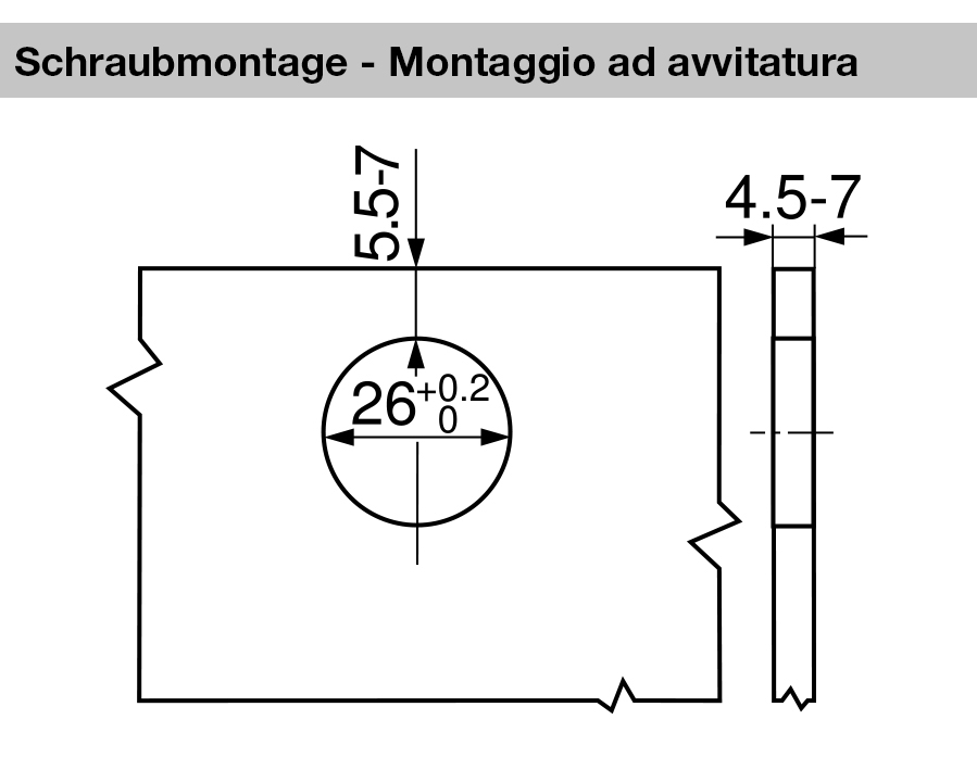 Cerniera per mobili ad angolo +20° per ante di cristallo CLIP top