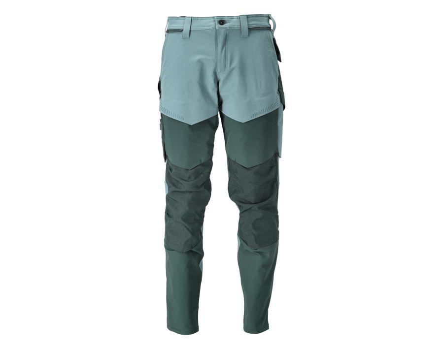 Pantaloni con tasche porta-ginocchiere CUSTOMIZED verde foresta chiaro/verde foresta