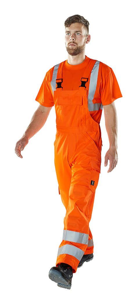 Salopette con tasche porta-ginocchiere SAFE LIGHT hi-vis arancio