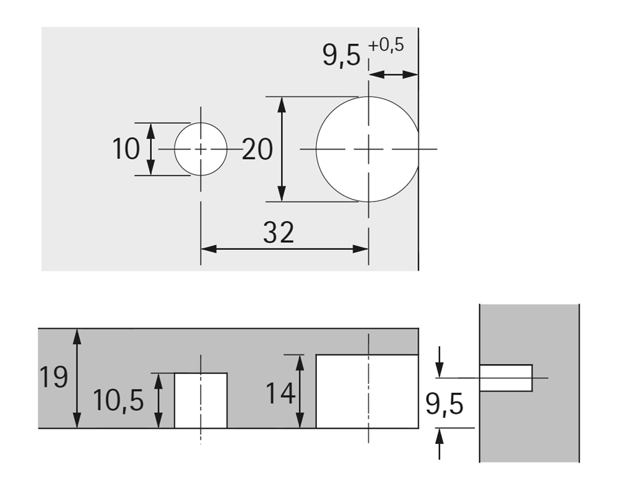 Giunzione a eccentrico VB 36 M/19 con nervatura