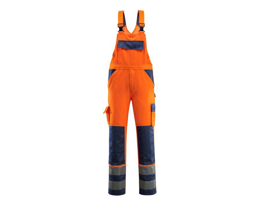 Salopette con tasche porta-ginocchiere SAFE COMPETE hi-vis arancio/blu navy