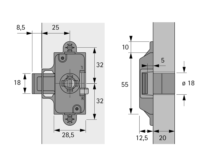 Serratura a ridosso con cilindro