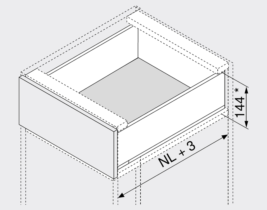 Legrabox - altezza K - bianco seta opaco 