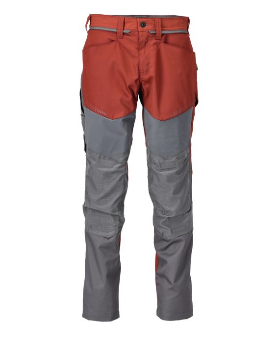 Pantaloni con tasche porta-ginocchiere CUSTOMIZED rosso autunno/grigio pietra
