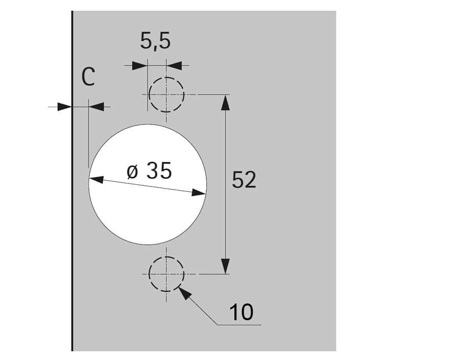 Cerniera a ingombro zero da 165° Sensys 8657i