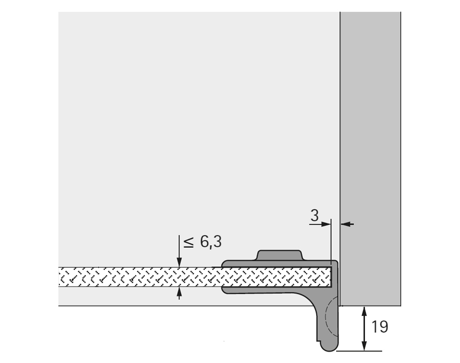 Maniglia per anta in vetro