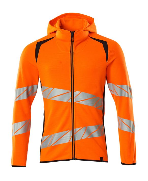 Felpa con cappuccio con chiusura lampo ACCELERATE SAFE hi-vis arancio/blu navy scuro