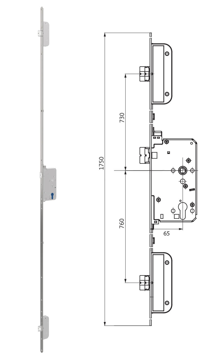 Serratura antipanico Secury 2116 per porte ad 1 anta  