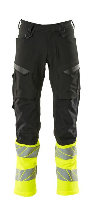 Pantaloni con tasche porta-ginocchiere ACCELERATE SAFE nero/hi-vis giallo