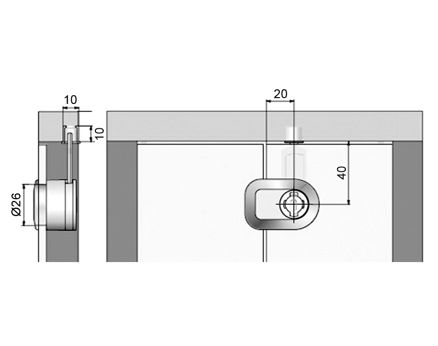 Serratura per ante in vetro tipo 322 Prestige 2000