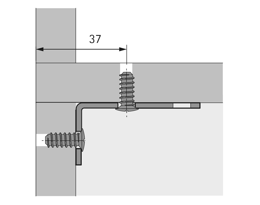 Squadra di giunzione per fori in serie 32 mm 