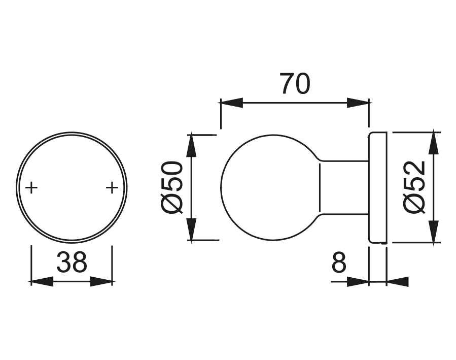 Pomolo fisso su rosetta E50/42K FDW M12