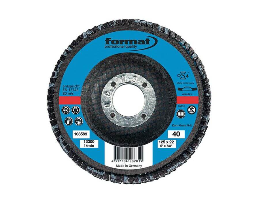 Fächerschleifscheibe, Zirkonkorund, Ø 115 mm, 12° gewölbt