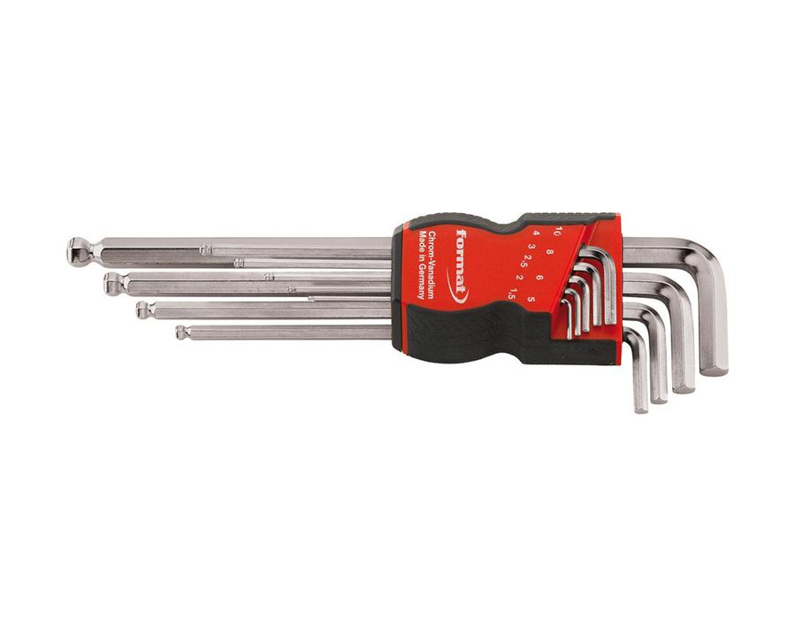 Winkelschraubendreher-Satz für Sechskant mit Kugelkopf, lang, im Handhalter