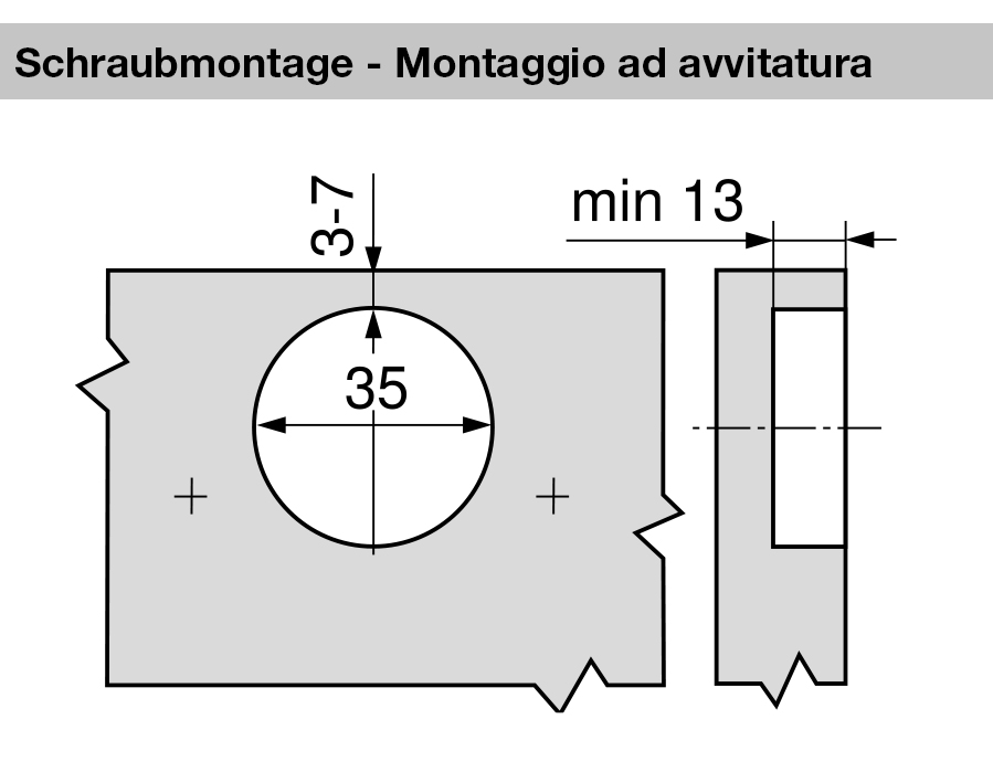 Cerniera per mobili con colonna battuta a sormonto CLIP top BLUMOTION