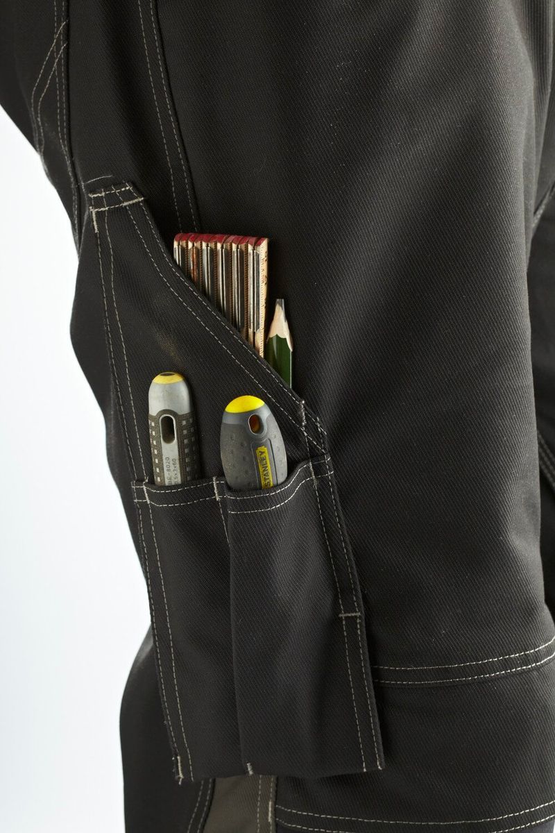 Pantaloni con tasche porta-ginocchiere UNIQUE kakichiaro/nero