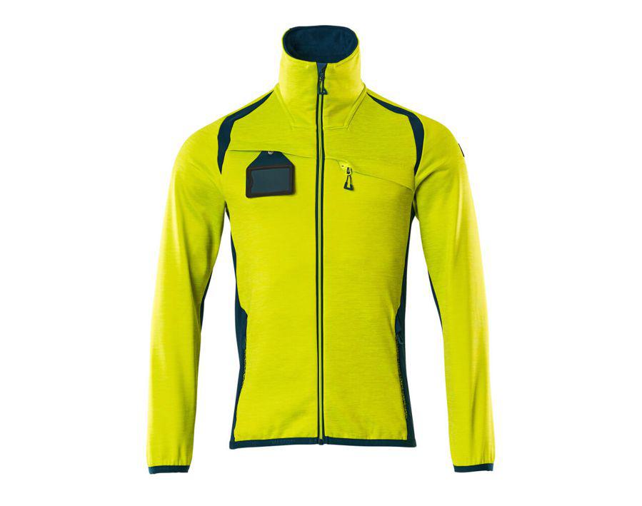 Maglione in pile con chiusura lampo ACCELERATE SAFE hi-vis giallo/petrolio scuro
