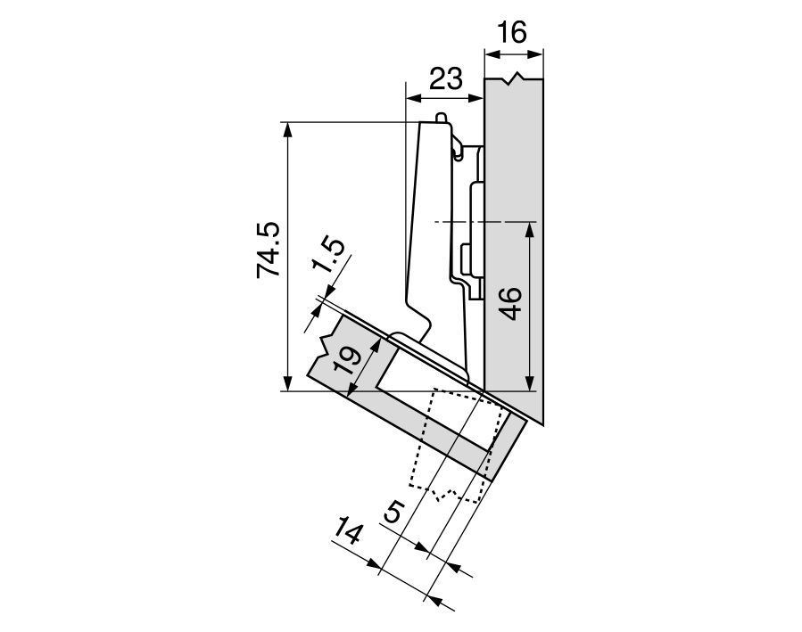 -30° III-cerniera per mobili ad angolo, battuta a sormonto massima CLIP top