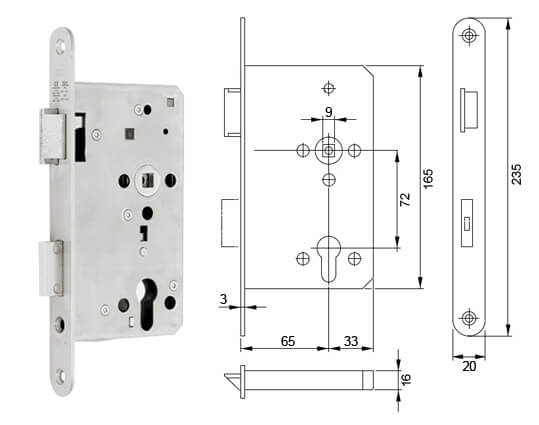 Serratura antipanico B 2320 per porte ad 1 anta 