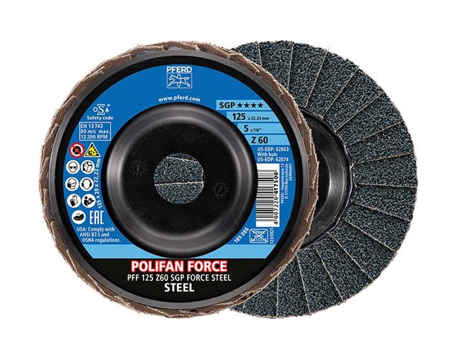 POLIFAN-Fächerschleifscheibe, Zirkonkorund FORCE, gewölbt