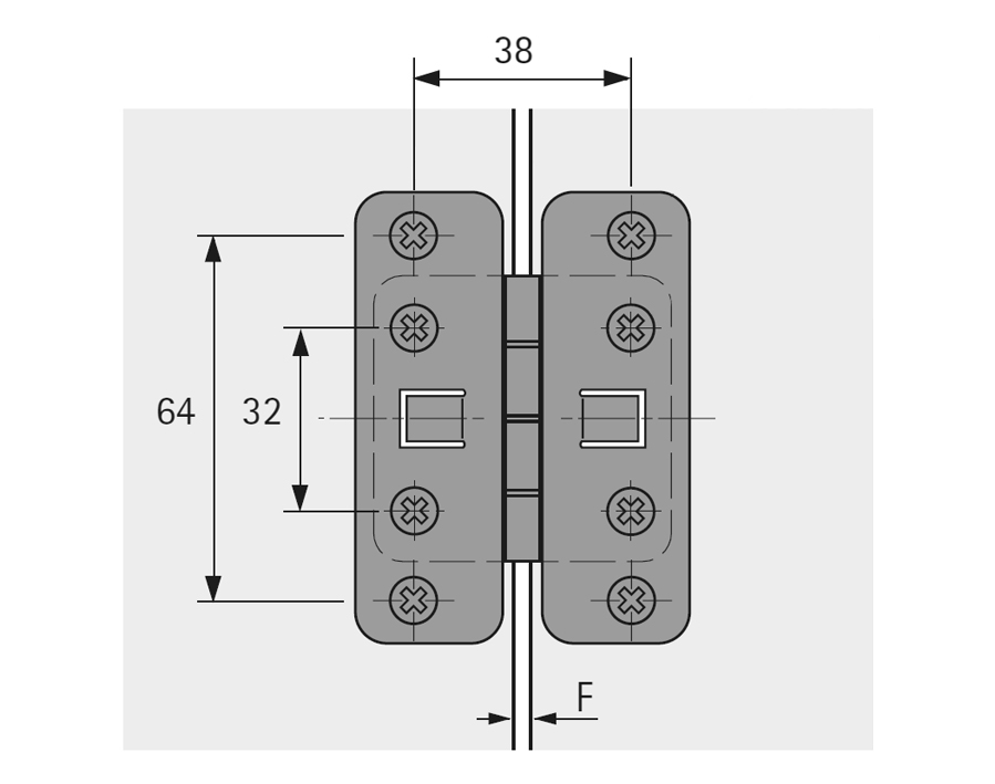 Cerniera centrale da montare a scatto per ante a libro