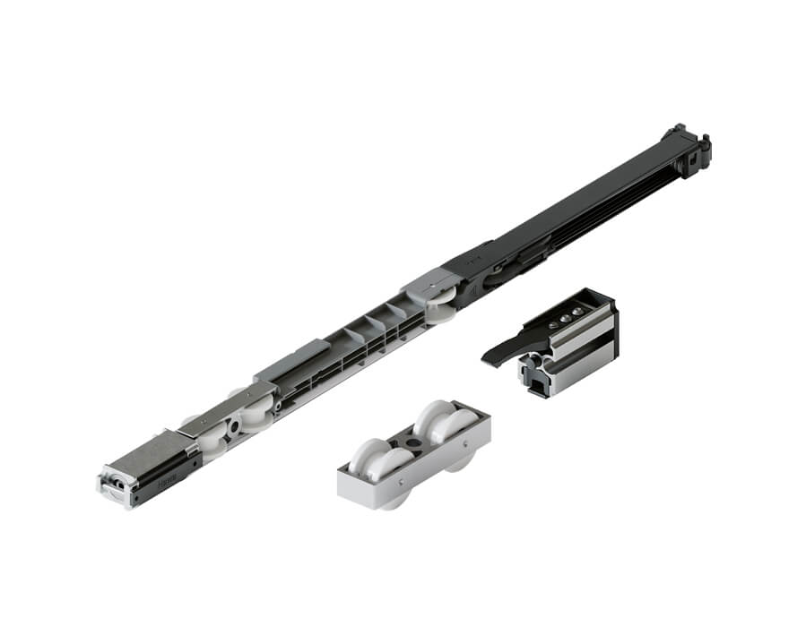 Chiudiporta Hawa Junior 100 con SoftMove 100, comprensivo di guide e fermaporta per 1 porta